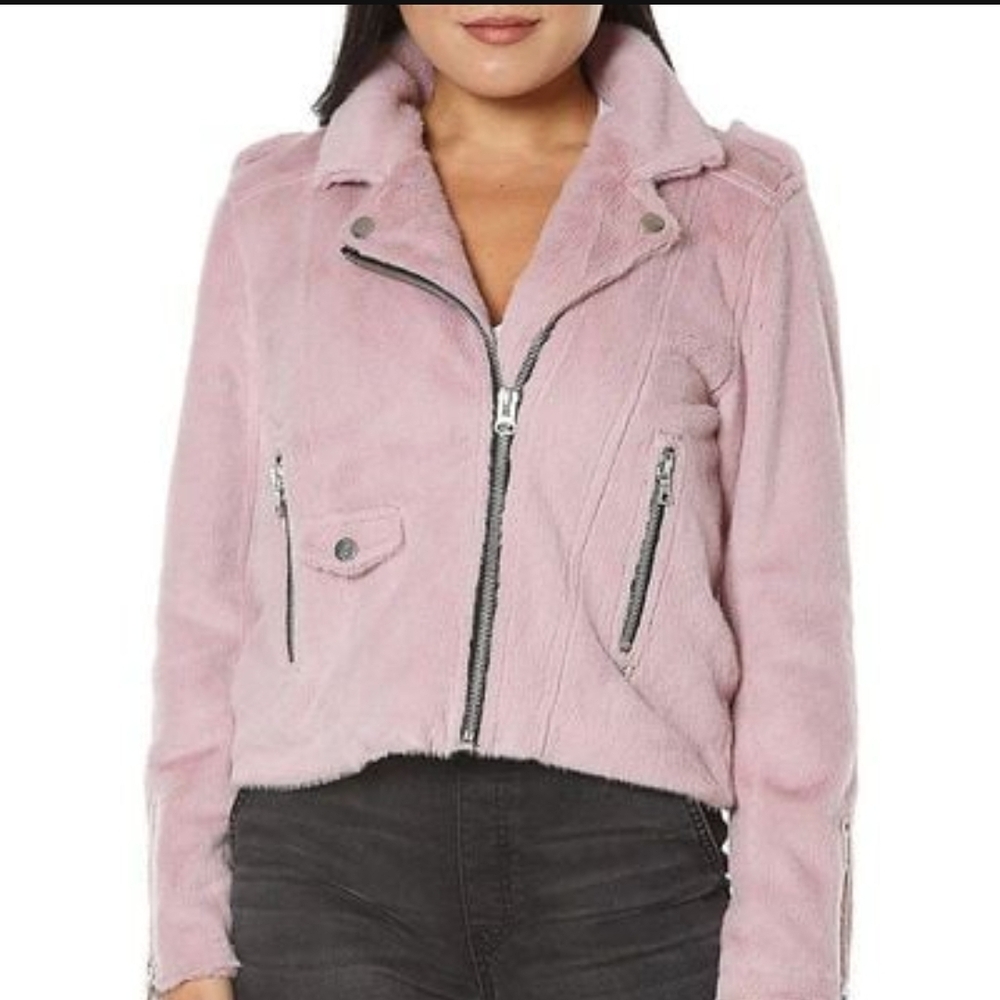 Juicy Couture Light Pink Faux Fur Teddy Jacket Zippers SMALL